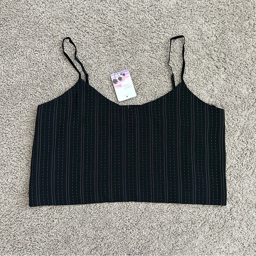 Dainty Hooligan Gold Metallic Black Crop Top Size L
